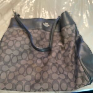 Coach Black and Brown Signature Shoulder Bag